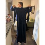 Adrianna Papell Velvet Off-The-Shoulder Beaded-Cuff Gown Size 8 Blue Photo 4