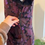 Vintage 1960s Purple Floral Short Sleeve Cut Out Pockets Midi Dress Size Medium Photo 6