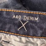 American Eagle  SZ 0 MIDI Jean Shorts Cuffed Super Stretch Low-Rise Whiskered Photo 5