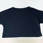 SheIn NWOT Black Waffle Knit Mesh Oversized Cropped Tee Women's Size XS Photo 0