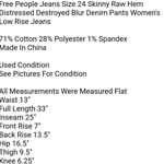 Free People Jeans Size 24 Skinny Raw Hem Distressed Destroyed Blur Denim Pants Women's Low Rise Jeans Photo 6