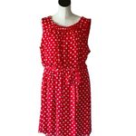 NWOT Red Polka Dot Dress Sleeveless Belted Chiffon Fabric Size undefined Photo 4