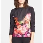 Ted Baker London Lanie Cascading Flora Floral Print Black Crewneck Sweatshirt XS Photo 1