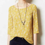 HD in Paris Anthropologie  Eira Cream & Yellow Flowy Blouse Size 6‎ Photo 0