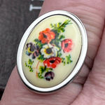 Vintage 70s Floral Bouquet Ring Adjustable Pink Photo 0