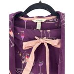 Soma  M Cool Nights Top & Bottom Pajama Set champagne glass print wine Pants Photo 3