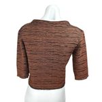 ZARA Women's Brown Black Half Sleeve Knit Mock Neck Cropped Sweater Top Size M Photo 1