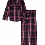 Victoria's Secret Victoria’s Secret Pink Black Plaid Flannel Shimmer Pajama Set Size M Photo 0