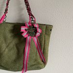 Goldie  Olive Tote with Pink Ribbon Detail Photo 1