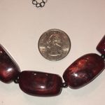 NY Deep Red Burgundy Shimmer Beaded Boho Chunky Retro Statement Necklace Photo 3