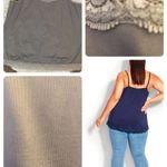 Avenue Plus Size Grey, silver Shimmer Lace Border Cami Tank Photo 1