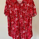 Torrid  size 1 heart theme button up blouse office holiday work casual red heart Photo 1