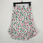 J.Crew Petite Midi Skirt Flounce Hem Strawberry Print Cotton Cottagecore XXS NWT Photo 2