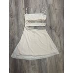 Oh Polly  Azzurra Bodycon Cutout Mini Dress Ivory Spaghetti Strap Size US 6 Photo 1