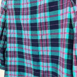 VINTAGE SUBURBAN PETITES Bold Blue, Teal and Fuchsia Plaid Blazer | size 8 Blue Photo 1