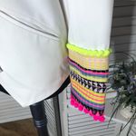 Bless The Mess Structured Blazer Artisan Neon Embellished Cuffs White sz M 38 Photo 5