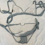 Ingear szM (runs small) blue & white checked 2 piece bikini GUC no bra inserts Size M Photo 5