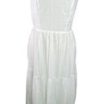 Lucky Brand  Sz M White Eyelet Tiered Summer Sun Dress Cotton Beach Boho Festival Photo 0