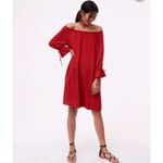 Ann Taylor LOFT off the shoulder Black dress XSMALL tie sleeve Midi NWT Photo 1