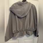 Gracia  Women’s Gray Dolman Sleeve Peplum Hem Hooded Lightweight Jacket Size M Photo 1