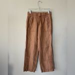 Athleta  Chambray Orange Tan Cabo Linen Wide Leg Pants Womens Size 4 Photo 3