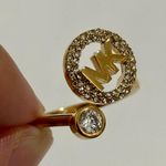 Michael Kors Gold-Tone Encircled Logo Open Ring Size 8 Photo 4