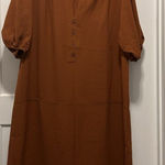 Women's Size Large Shift Dress Brown Rust Modest City Teacher Office Casual Photo 0