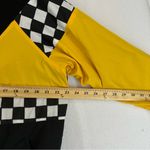 Forever 21  Checkered Hooded Windbreaker Quarter Zip Women’s L Black Yellow Photo 5