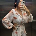 ZARA  dress Floral Ruffle Wrap sundress long sleeve cut out summer boho wedding  Photo 3