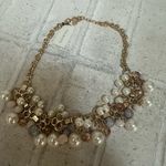 Talbots NEW Y2K Gold Pearl Rhinestone Statement Necklace Photo 0