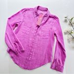Lilly Pulitzer NEW  Sea View Linen Button Down Top Amethyst Shirt Photo 4