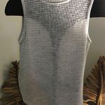 Paper Crane Lite Weight Waffle Knit Tank With Black Silky Floral Mesh front Photo 0