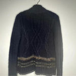 Free People North Star Cardigan Navy Cable Knit with Faux Fur Collar Photo 3