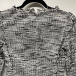 Rebecca Taylor  White Black Boucle Tweed Top 3/4 Sleeve Fringe Career Size 2 XS Photo 4