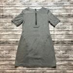 OF/MERCER Textured Fitted Shift Mini Dress Size 10 Zippers Black Grey Gray Zip Photo 3