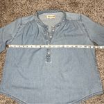 Madewell Denim Shirred Popover Top in Emmie Wash Extra Small Jean Half Button 1 Photo 5