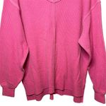 Aerie Wonder Textured V-Neck Sweatshirt Pink Oversized Cozy Waffle Knit Sz XS Photo 5