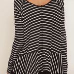 Free People We The Free Tangerine Striped Mesh Inset Peplum Top Black & White XS Photo 1