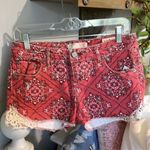 No Boundaries Shorts Bandana Vintage Red Paisley Womens 11 New Crochet Lace Photo 2