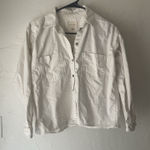 American Eagle  Size Small White Cotton Denim‎ Western Embroidered Button Jacket Photo 0