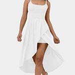 Halara Breezeful High Low 2-Piece Pocket Flowy Midi Quick Dry Dress White XS Photo 0