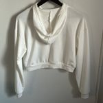 SheIn Women’s White Lightweight Buttery Soft Knit Zip-Up Hooded Crop Jacket Photo 14