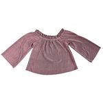 Deletta  Anthropologie Vascanes Plisse Pink Off The Shoulder Pleated Blouse SMALL Photo 2
