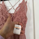 Free People One Intimately Mauve Pink Rose Lace Lingerie Adella Mini Dress NWT Photo 3