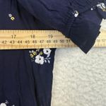 Elodie  Blouse Womens Large Navy Blue Floral Button Short Puff Sleeve Cottage Photo 4