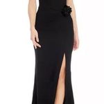 Dress the Population NWOT Black Aubrielle Rosette One Shoulder Maxi Gown sz M Photo 0