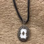 JACK JUDITH Silk Necklace & Marcasite Embellished Silver Mother of Pearl Pendant Photo 4