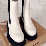 ZARA White Leather Lug Sole Boots Photo 2