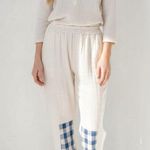 ATELIER DELPHINE Kiri Pants, Gingham Patch, XS Blue Photo 1