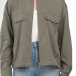 Ellen Tracy  Women's Bomber Jacket Drawstring Size XL Utility Camp‎ Lightweight Photo 0